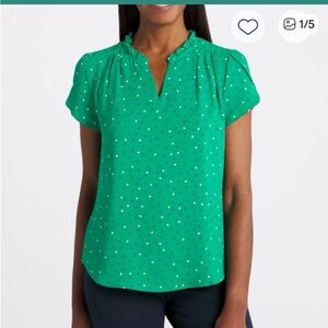 41 HAWTHORN Tiffiny Tulip Sleeve Green Polka Dot Women's Top Stitch fix small